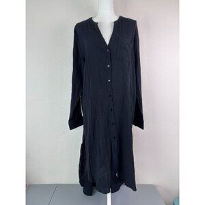 Soft Surroundings women's medium black long sleeve gauzy button up maxi‎ dress
